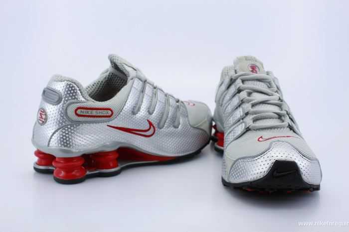 argentee et rouge chaussures shox nz baskets (1)